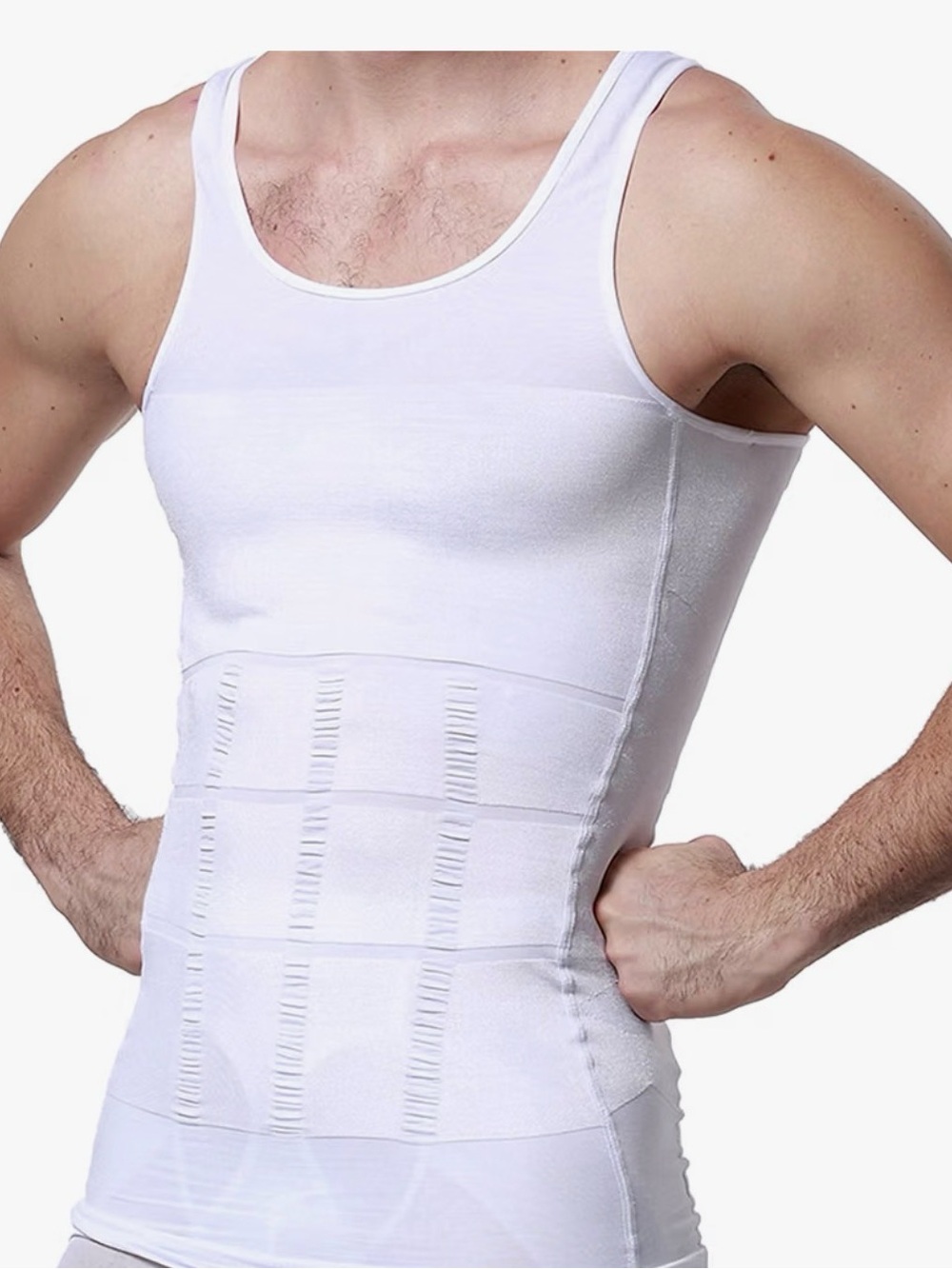 Men's White Compression Tank for Core Support